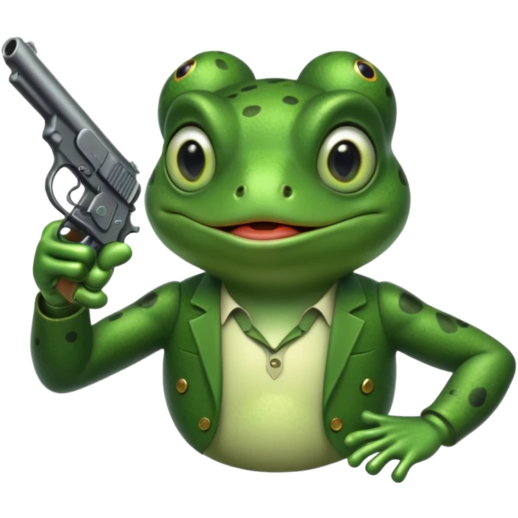 Frog pointing two pistols  emoji