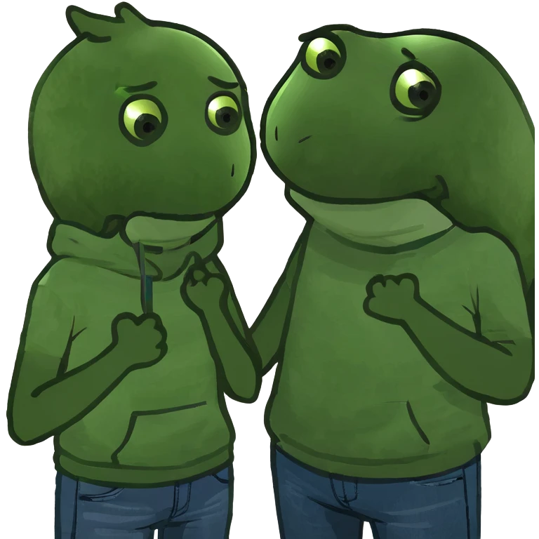 Person holding neck crossed hands with younger out emoji
