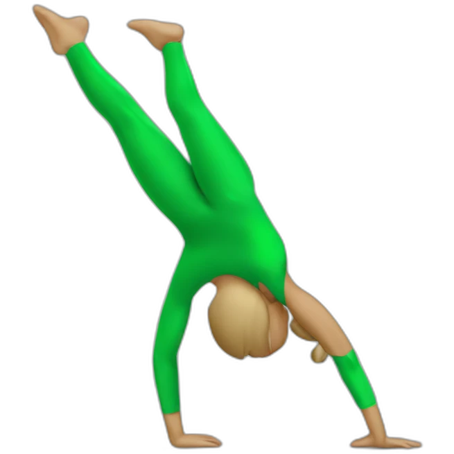person doing handstand in green body suit emoji