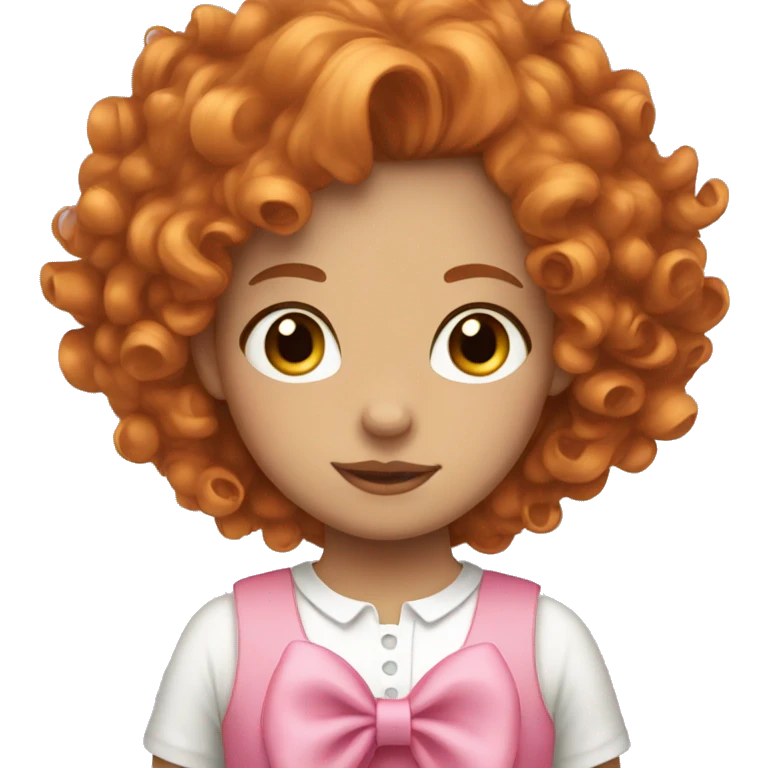 a girl with curly ginger hair and a pink bow emoji