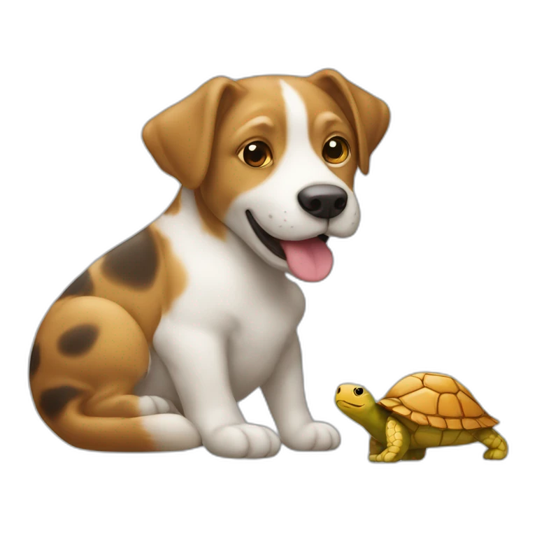 Un chat sur un chien qui et sur une tortue emoji