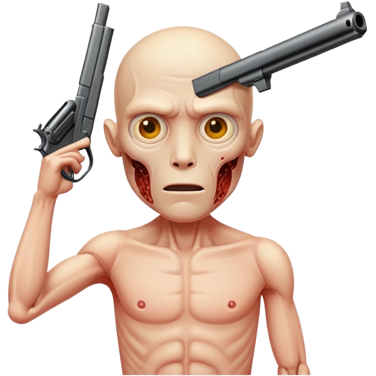 A gun to a skinless man’s head emoji
