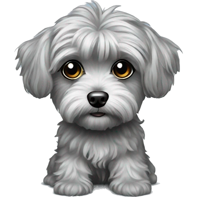 Yorkipoo with silver emoji