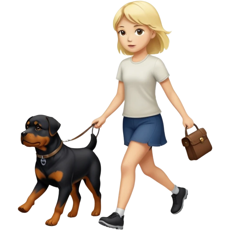 Blond girl walking Rottweiler emoji