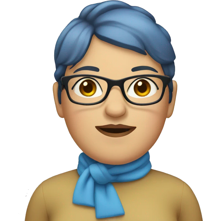  Large women with short blue hair and a double chin and glasses emoji