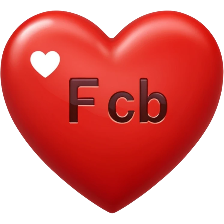 red heart on blue background and the letters F C B emoji
