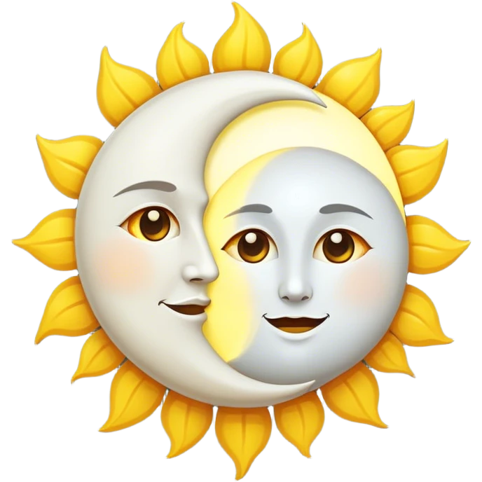 a really bright sun and a moon who shines because of it. the sun is bigger and the moon bright too emoji