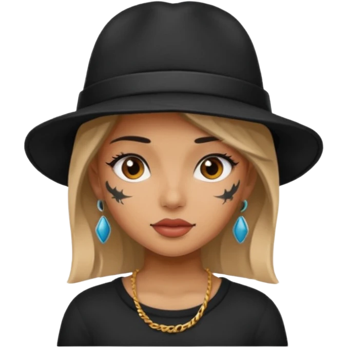 tattoo girl with black hat emoji