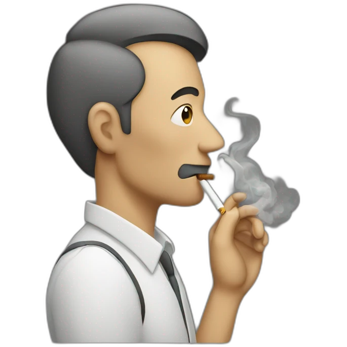 Men smoking cigarette with smoke emoji