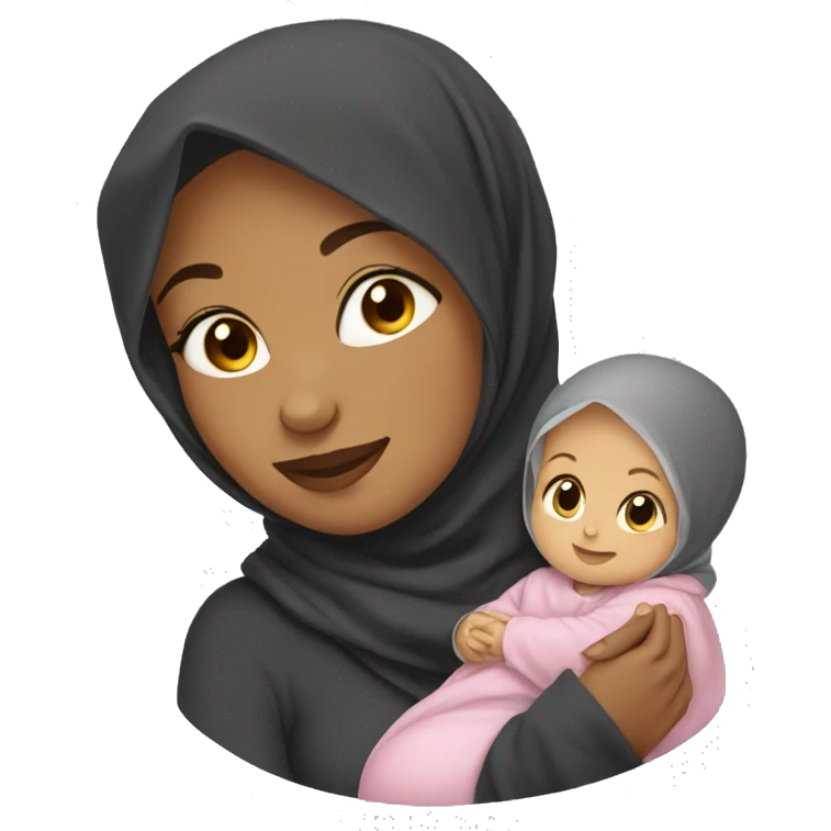 Hijab woman holding baby emoji
