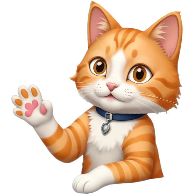 A cat on an airplane waves its paw emoji