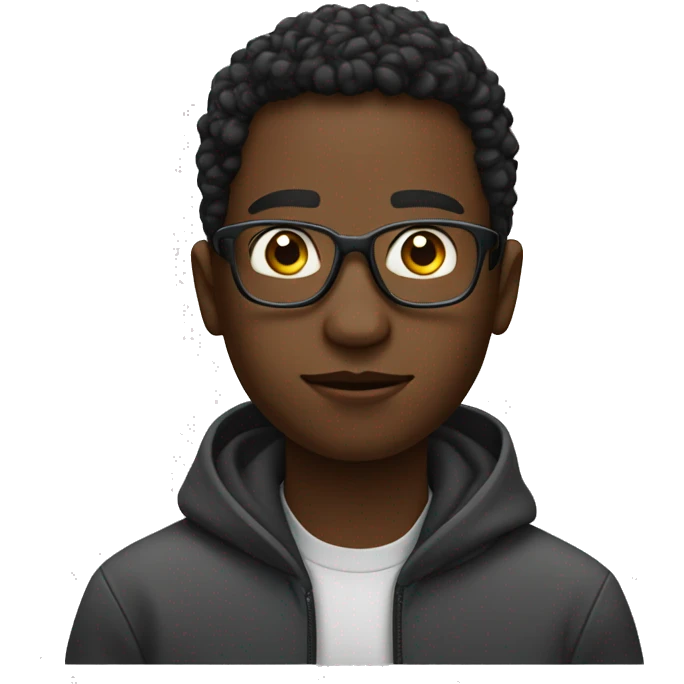 black young man who's intrested in computer sience and wheres glasses emoji