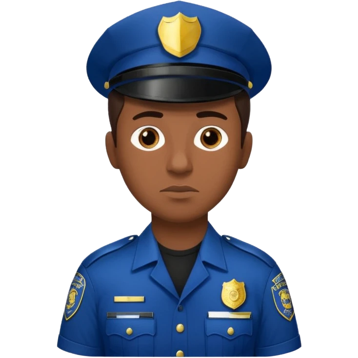 I want you to create an emoji of a sergeant, like a police officer. He should be a young guy with dark brown hair, brown eyes, medium-dark skin, shown from the chest up, and with the text “comisario morcuende” emoji