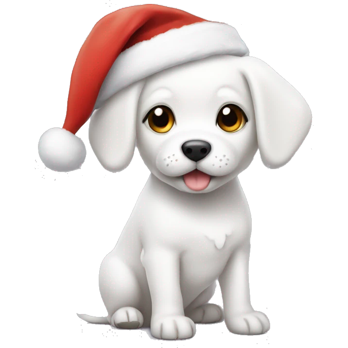 White puppy with Santa hat  emoji