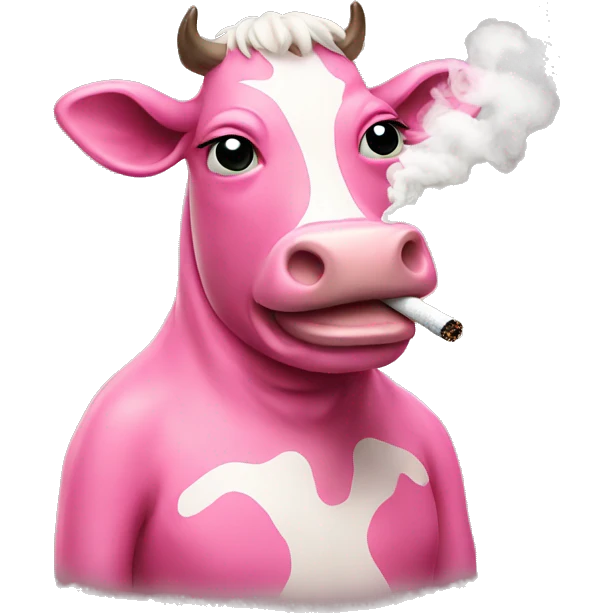 pink cow smoking cigarettes  emoji