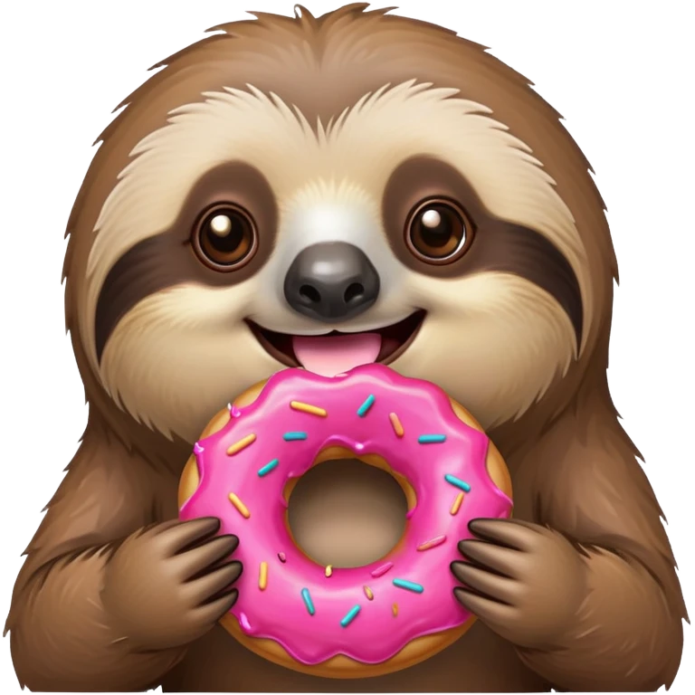 Sloth holding a pink donut emoji