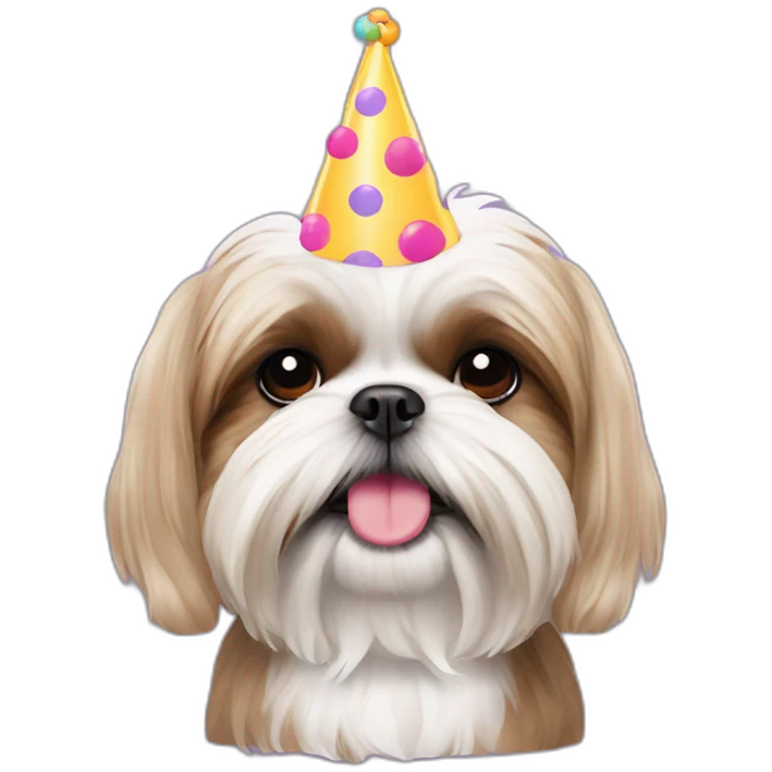 shih tzu wearing party hat emoji
