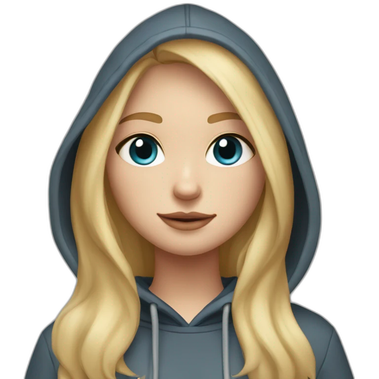 A blonde girl  with blues eyes, with straight hair and a ray,she has light skin a few freckles, and she wear a hoodies and she Carries in his arms a black labrador dog  emoji