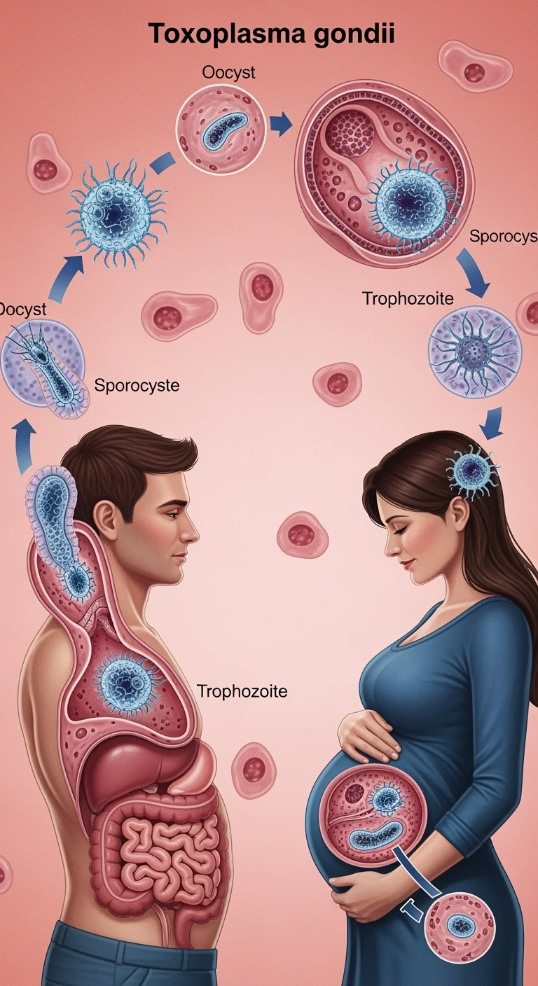 Toxoplasma gondii, infetta uomo immunodepresso e donne incinta. Causando gravi problemi emoji