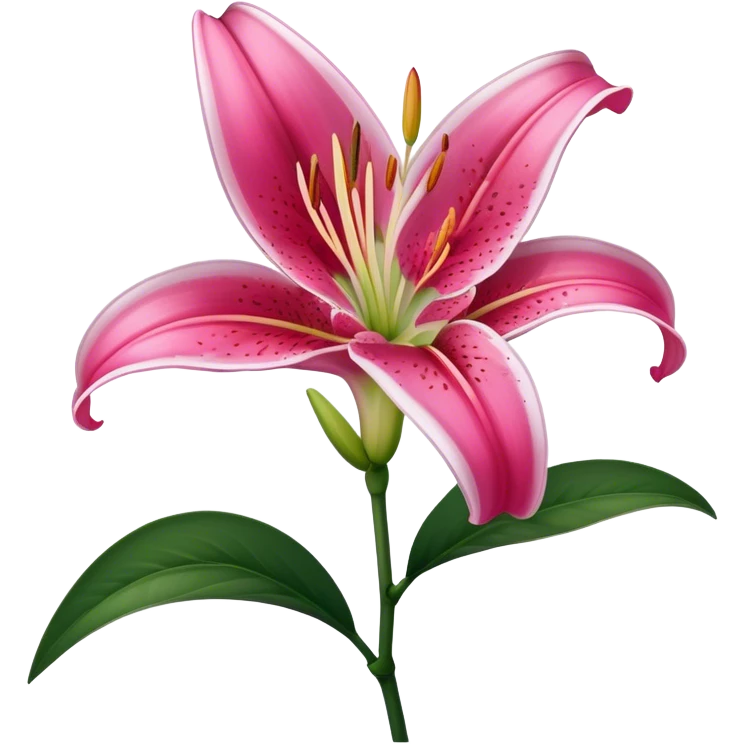 single Deep Pink Oriental Lily with White Edge, straight stem emoji