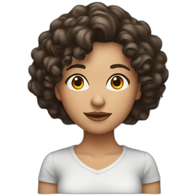 brunette with curls, net shirt  emoji