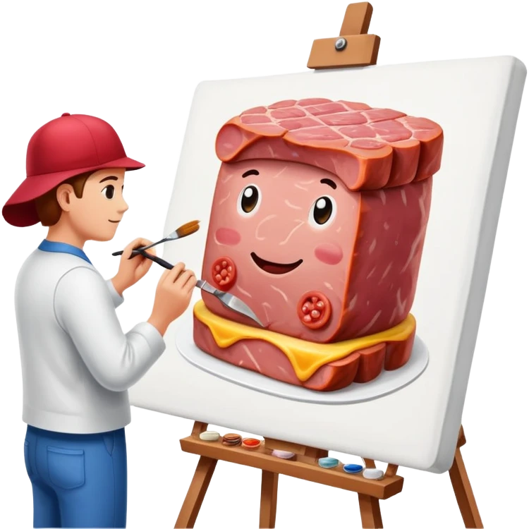 artist painting a SPAM meat portrait landscape  emoji
