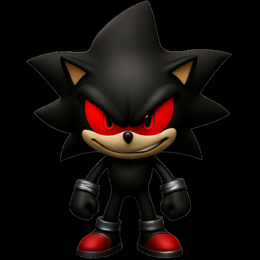 Keep the picture quality and style exactly the same. Make the eyes red and a bit scary, with a more intense, menacing stare and a subtle sinister grin. No other changes. emoji