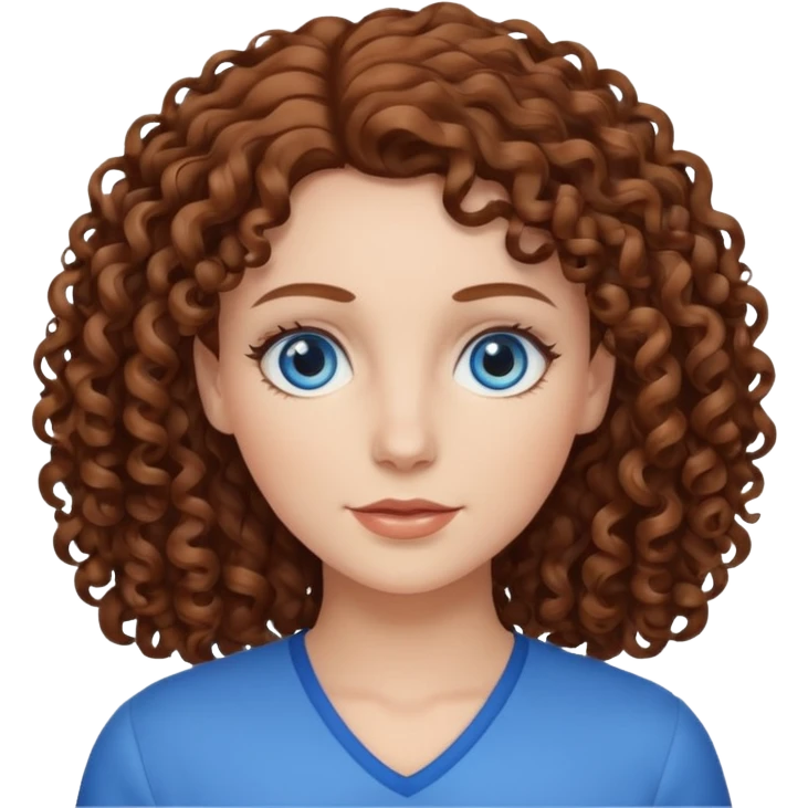 White woman with brown curly hair emoji