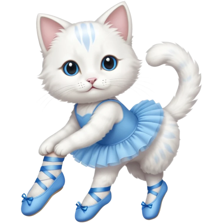 A white cat with a blue ballet emoji