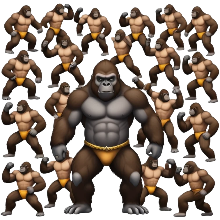 Gorilla fights 100 human men emoji