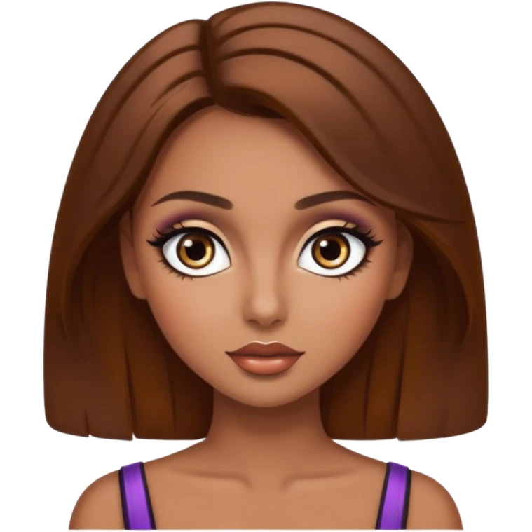 big dark eyes and tanned skin brown hair glamorous  emoji