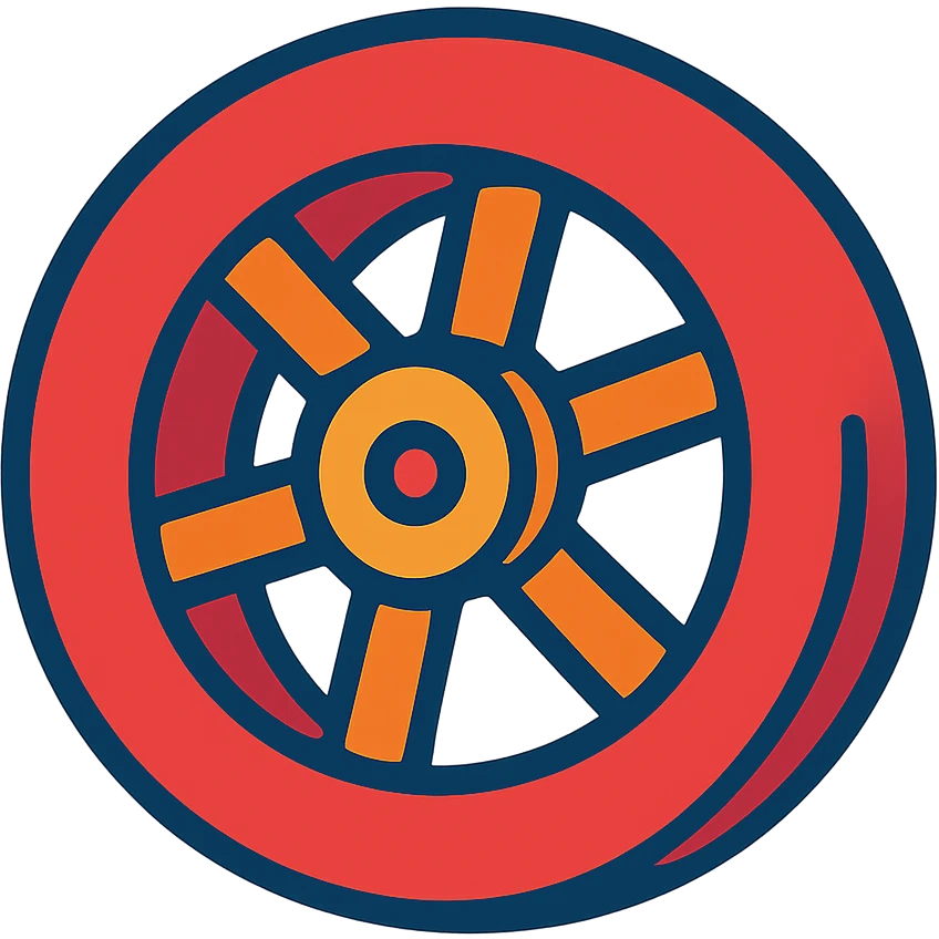 red wheel, playful and cartoonish emoji