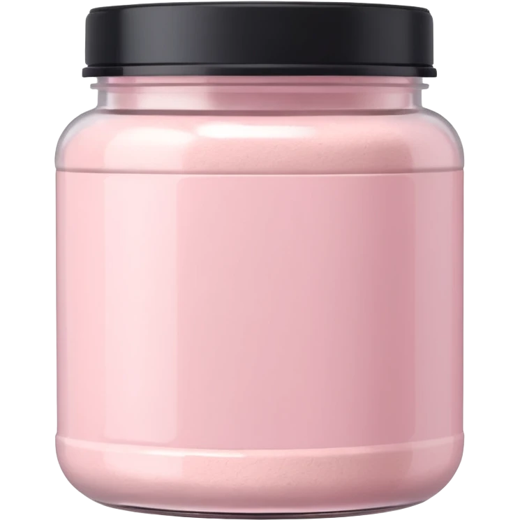 Pastel pink protein powder jar with minimal white label, clean background emoji