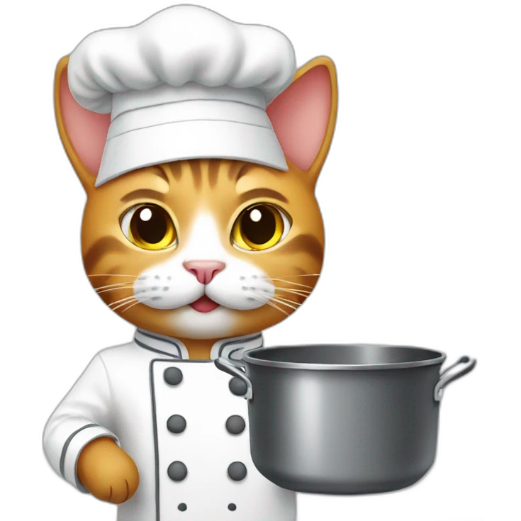 Cat chef with pan emoji