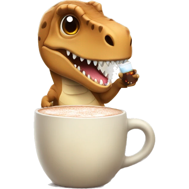 Cute T. rex drinking hot chocolate  emoji