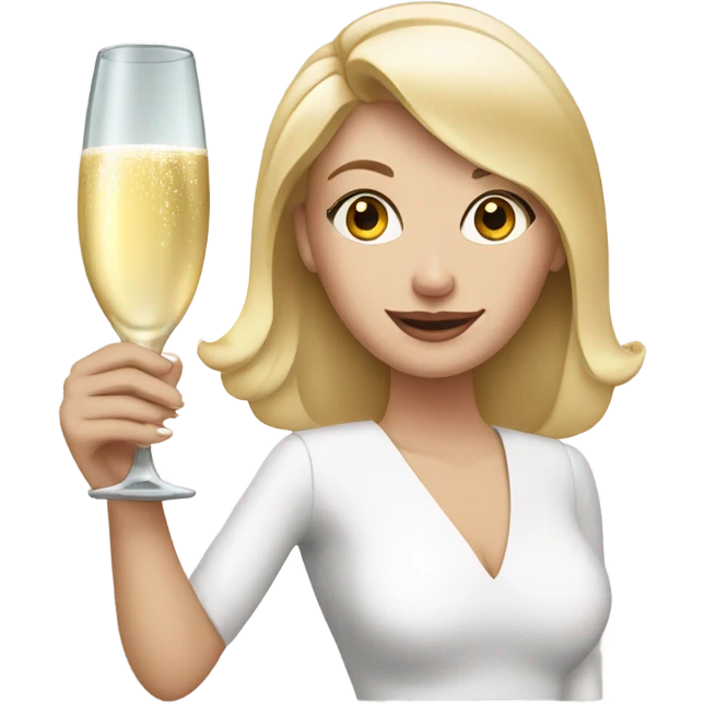 white woman hand with french nails holding champagne glass emoji