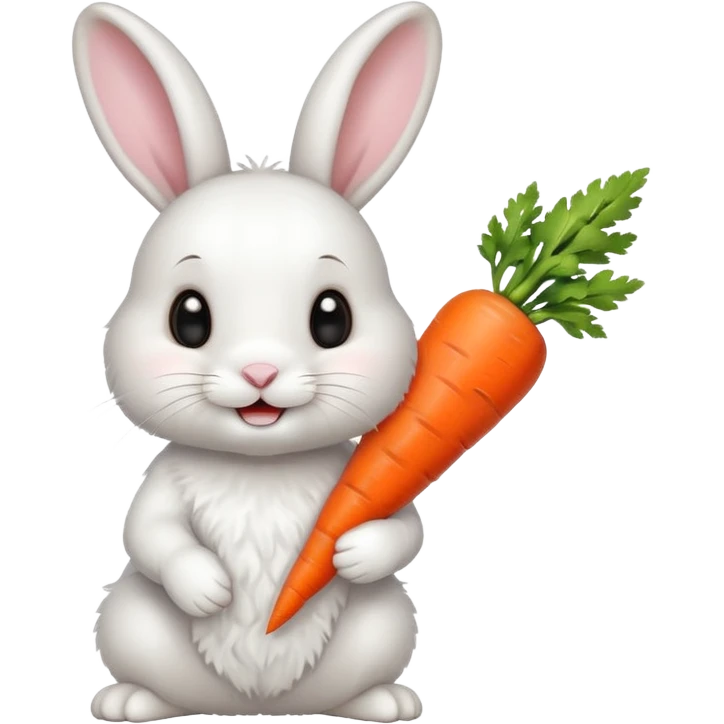 cute white bunny with a carrot emoji