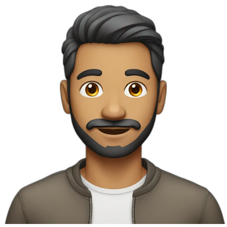 indian man with undercut hair style in casual dress with light facial hair emoji