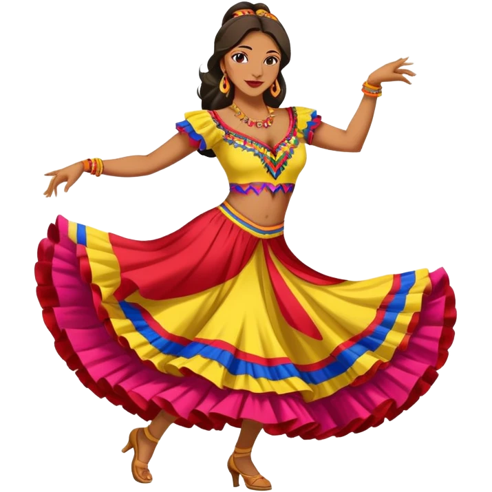 Colombian salsa dancer in colorful dress, dancing with passionate movement, traditional Colombian style emoji