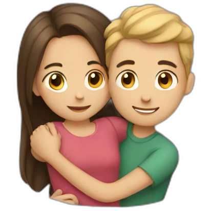 A girl is hugging a boy. They are friends  emoji