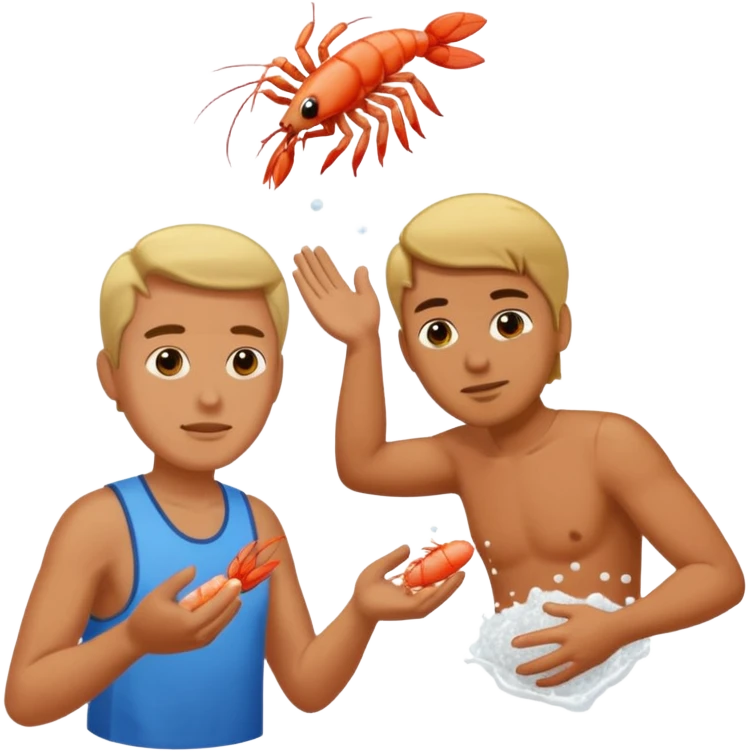 Make one of a man throwing shrimp at another guy emoji