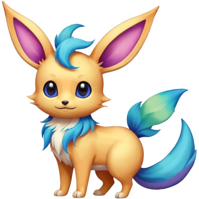 Colorful fantasy Fakémon-Eeveelution-Creature (full body)  emoji