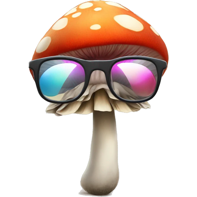 A colorful mushroom with glasses. emoji