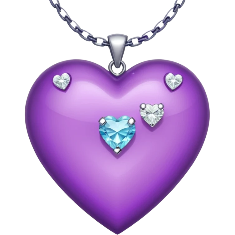 purple heart with diamond necklace around it emoji