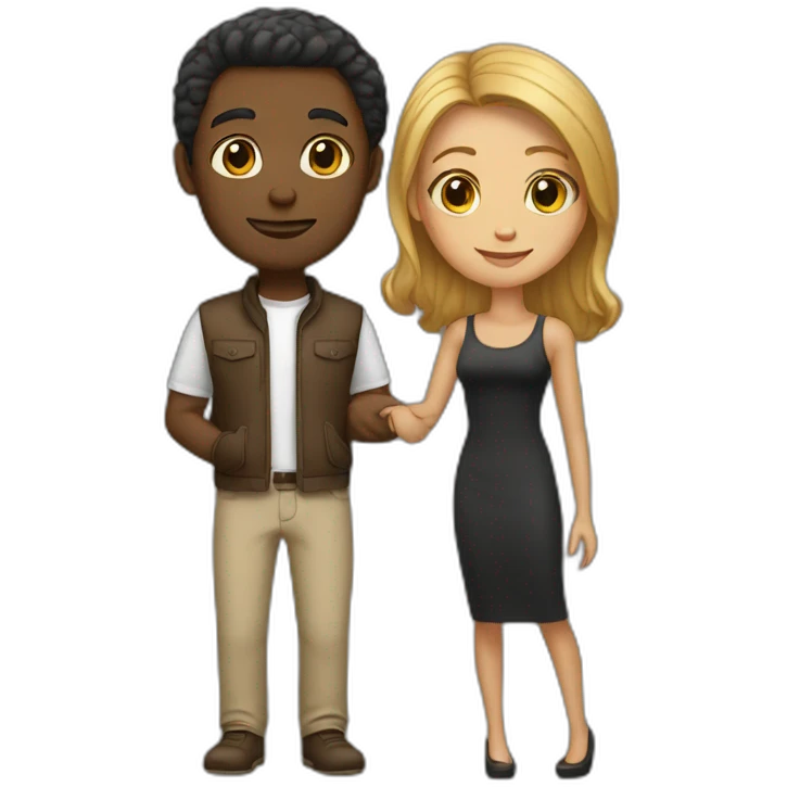 couple white man black woman cat emoji