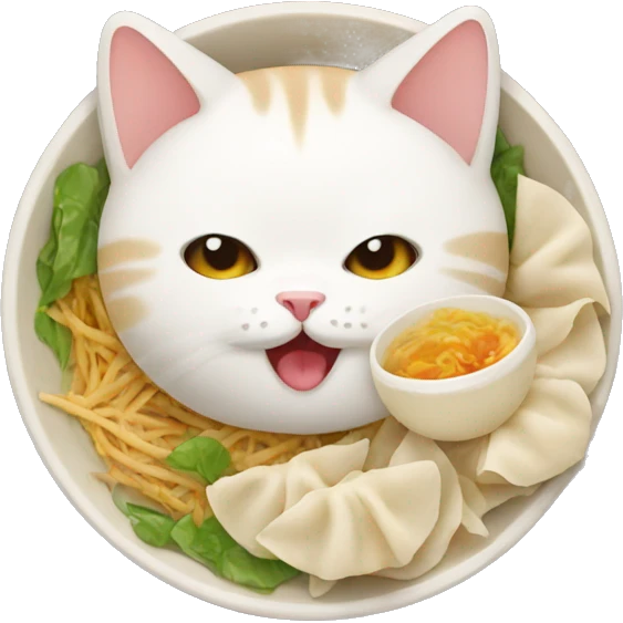 Cat eats dumplings emoji