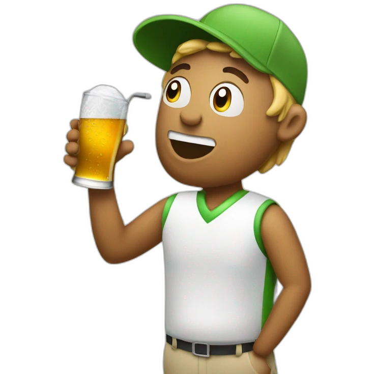 Golfer drinks beers emoji