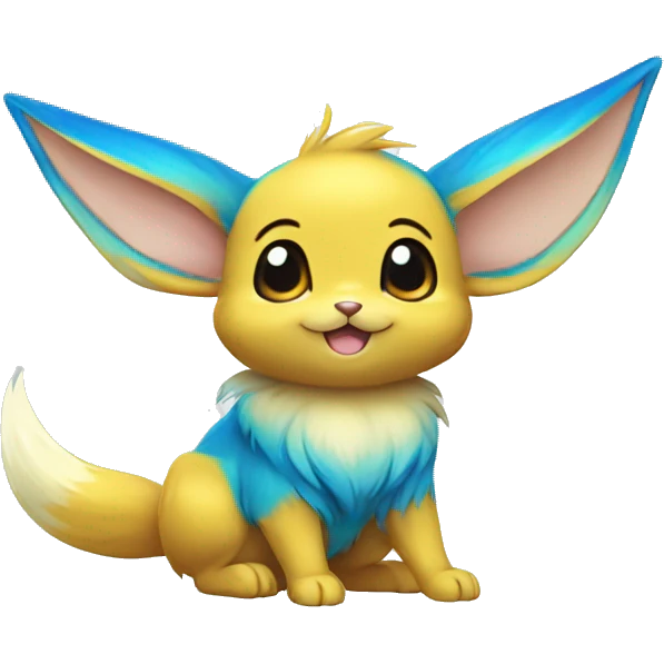 Shiny Colorful Yellow Blue Electric Mouse Eevee emoji