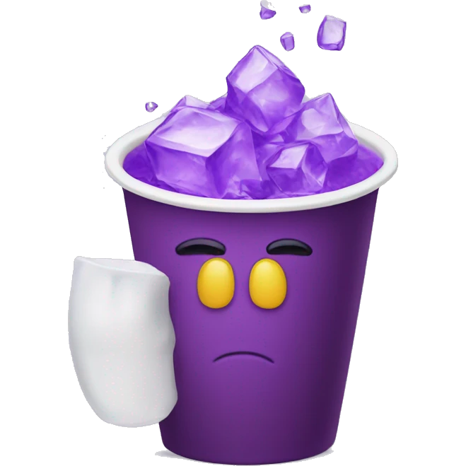 Cup with purple lean in it and ice emoji