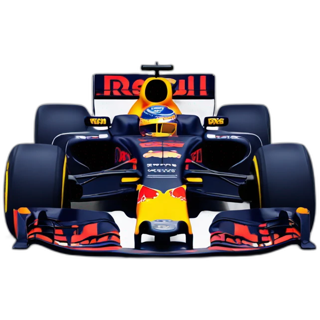 Max Verstappen race car with red bull can emoji